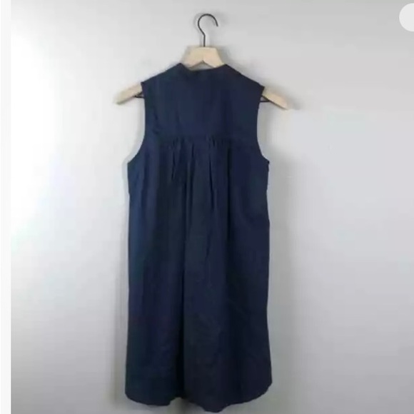 Anthropologie HD in Paris Navy Blue button down hi-low sleeveless tunic, size 8 - Picture 3 of 10